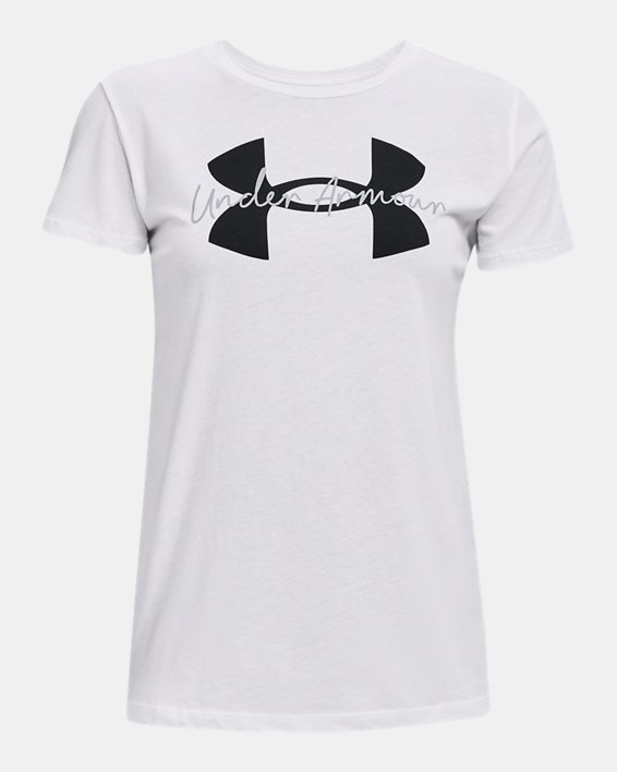 Women's UA Logo Script T-Shirt, White, pdpMainDesktop image number 4
